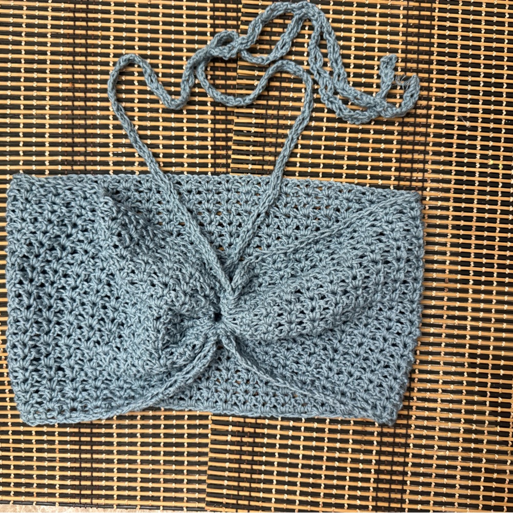 Elegant Blue Crochet Pouch